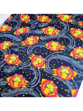 Cotton Fabric Aliens Sarah Beise Rockets UFOs Black 1yd 43” Quilt Sewing Craft